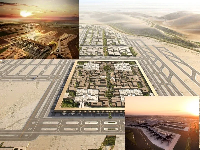 Construction en cours du plus vaste aéroport mondial, qui deviendra une véritable aérotropole dotée de six pistes d'atterrissage