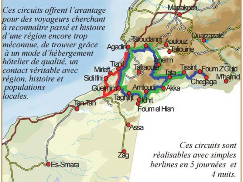 Circuits touristiques grands voyageurs au départ de Guelmim et/ou Agadir, en établissements classés