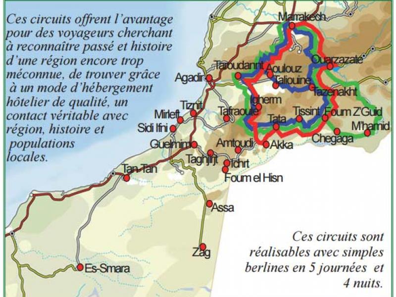 Circuits touristiques grands voyageurs au départ de Marrakech, Ouarzazate, en établissements classés