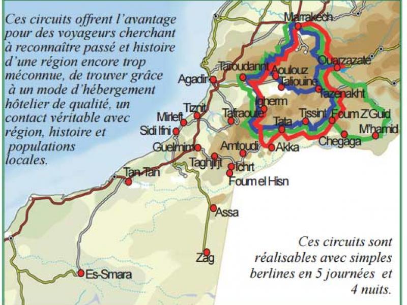 Circuits touristiques grands voyageurs au départ de Guelmim et/ou Agadir, en établissements classés